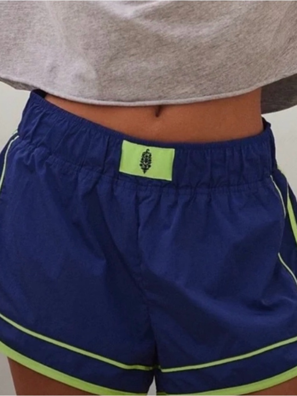 FP Movement by Free People Navy Blue Athletic Shorts with Lime Trim XS NWOT